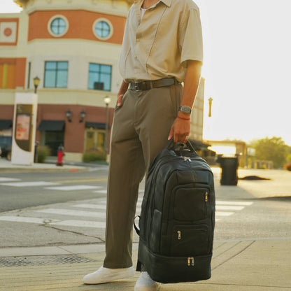 Zwarte leren XL Signature tas set (XL Signature rugzak en duffeltas)