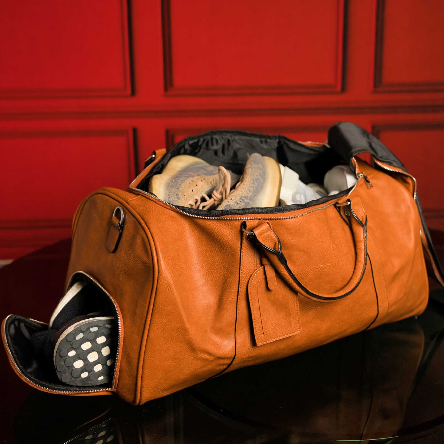Ensemble de 3 sacs en cuir vieilli marron