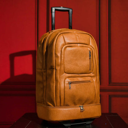 Ensemble de bagages cabine à roulettes en cuir marron