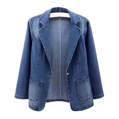 Casual Denim Blazer | Lightweight Tailored Design for Women 0