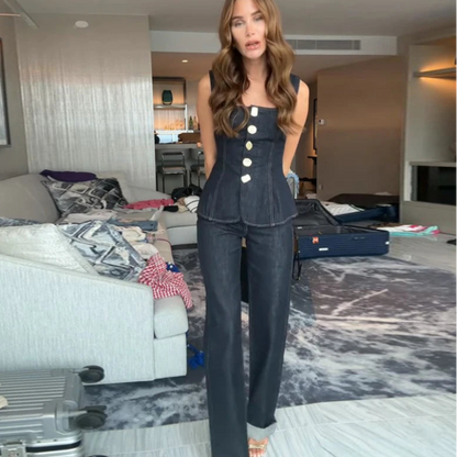 Chic Dark Wash Denim Set 4