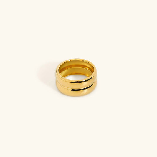 Chic Double-Layered Ring | Ethically Sourced Stainless Steel with 18k Gold Plating 0