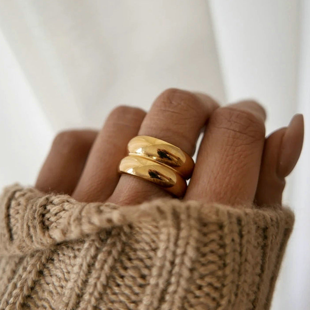 Chic Double-Layered Ring | Ethically Sourced Stainless Steel with 18k Gold Plating 1