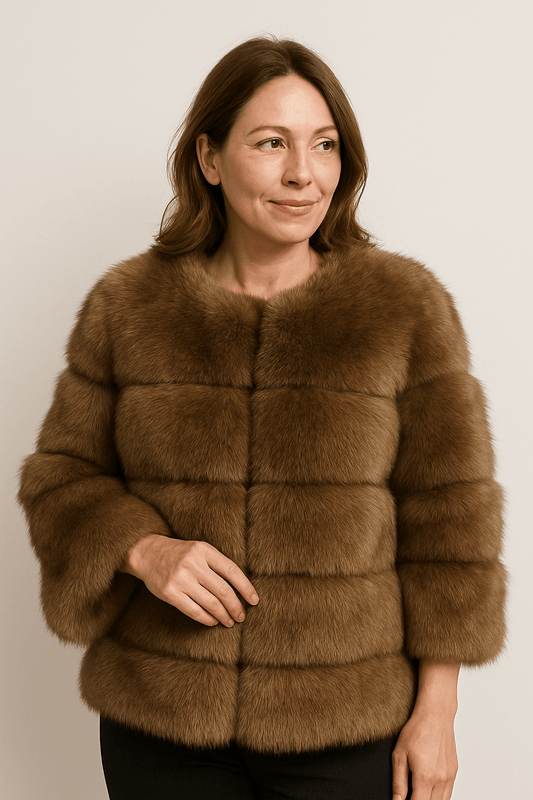 Chic Short Faux Fur Jacket | Voluminous Design for Winter Style 0