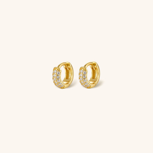 Chunky Huggie Earrings | Gold-Plated 925 Sterling Silver with Diamond Simulants 0