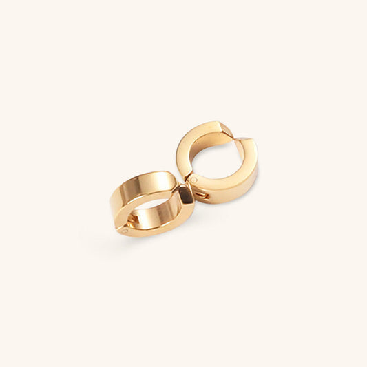 Chunky Huggie Earrings | High Polished Gold Finish with Hypoallergenic Design 0