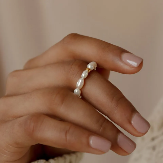 Chunky Pearl Ring | Cultured Freshwater Pearls with Stainless Steel 0