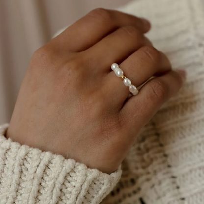 Chunky Pearl Ring | Cultured Freshwater Pearls with Stainless Steel 1