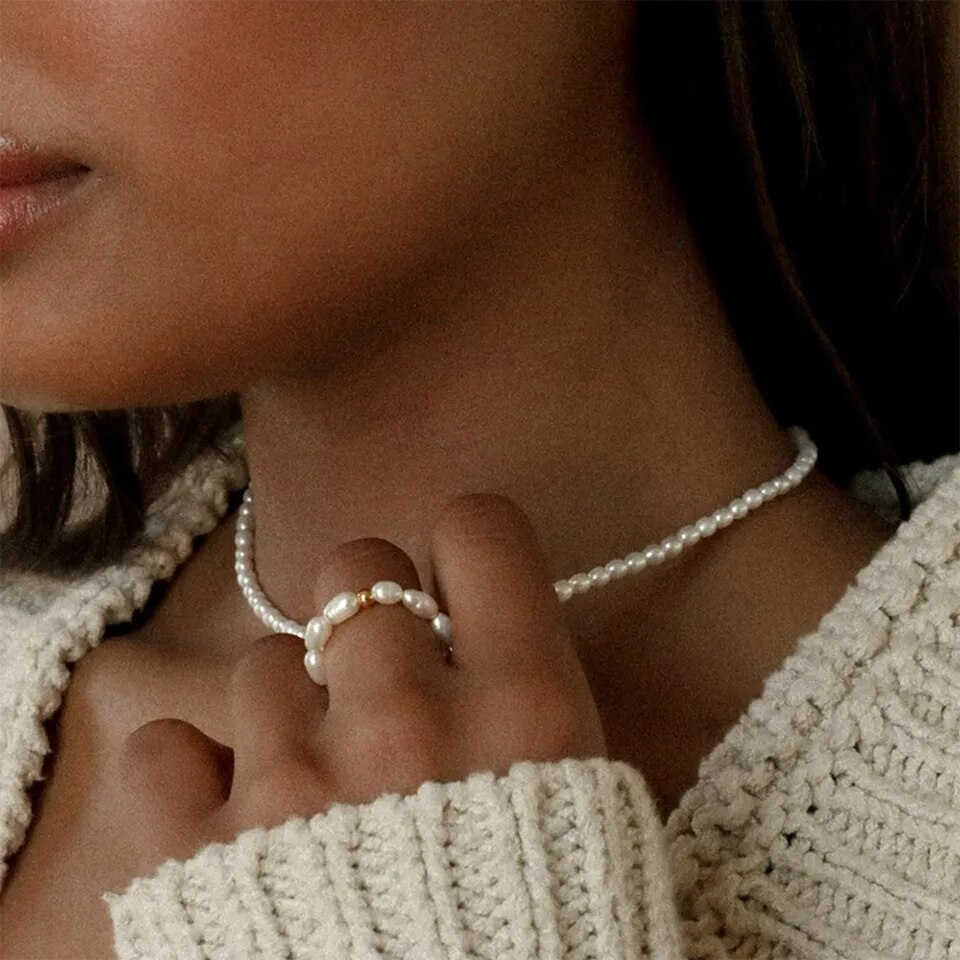 Chunky Pearl Ring | Cultured Freshwater Pearls with Stainless Steel 2