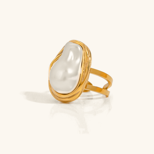 Chunky Pearl Ring | Unique Shape in 18k Gold Stainless Steel 0