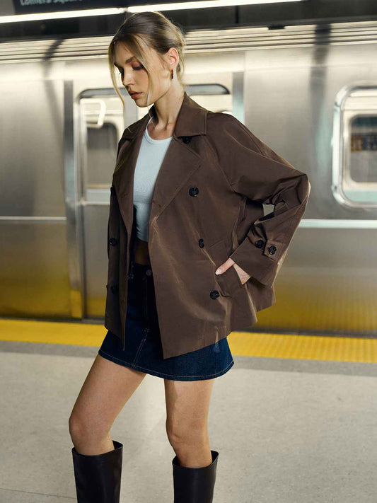 Classic Double-Breasted Trench Coat | Woven Fabric with Belted Design 0