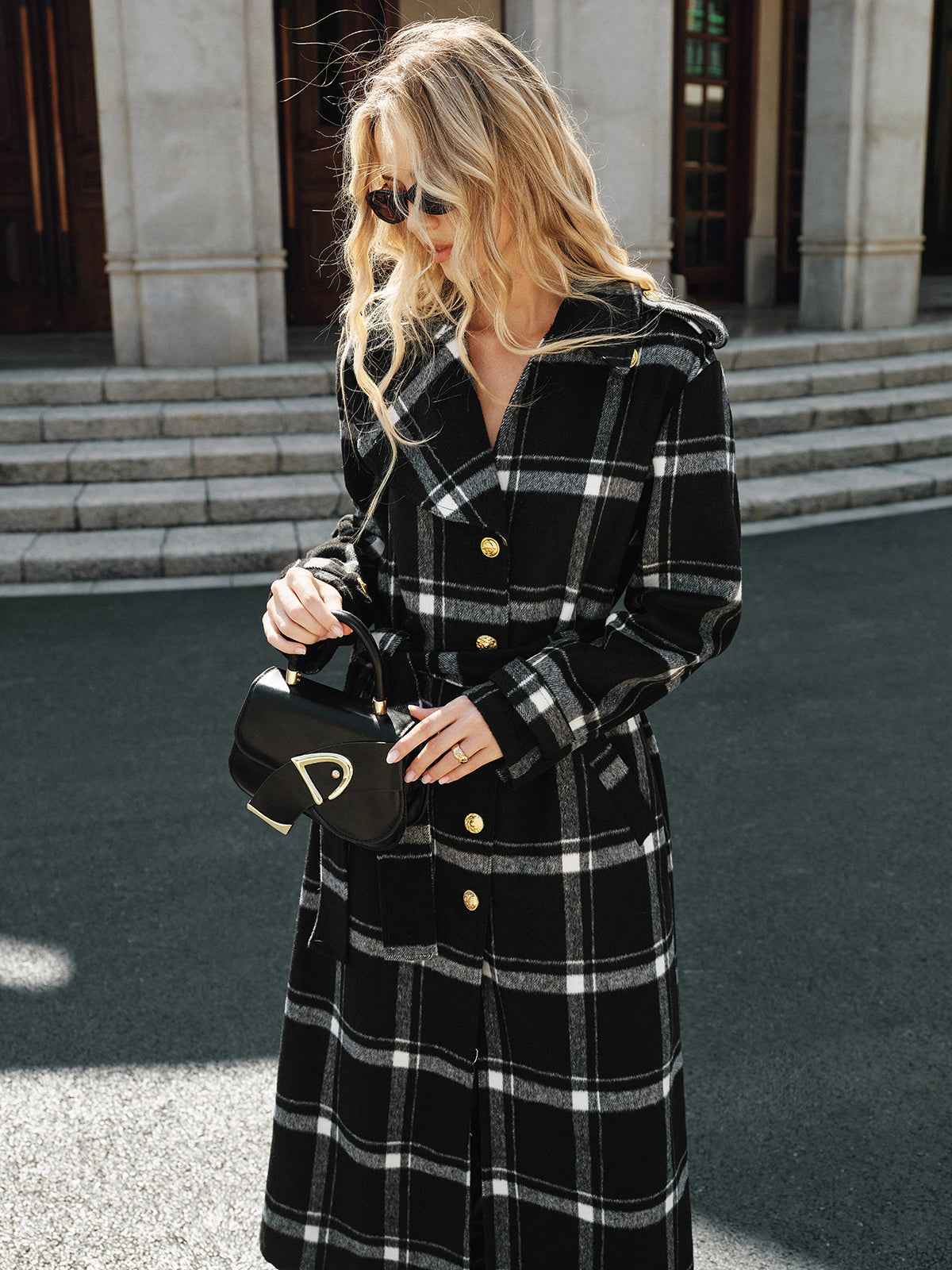 Classic Long Trench Coat | Warm Wool Blend with Belted Design for Women 0