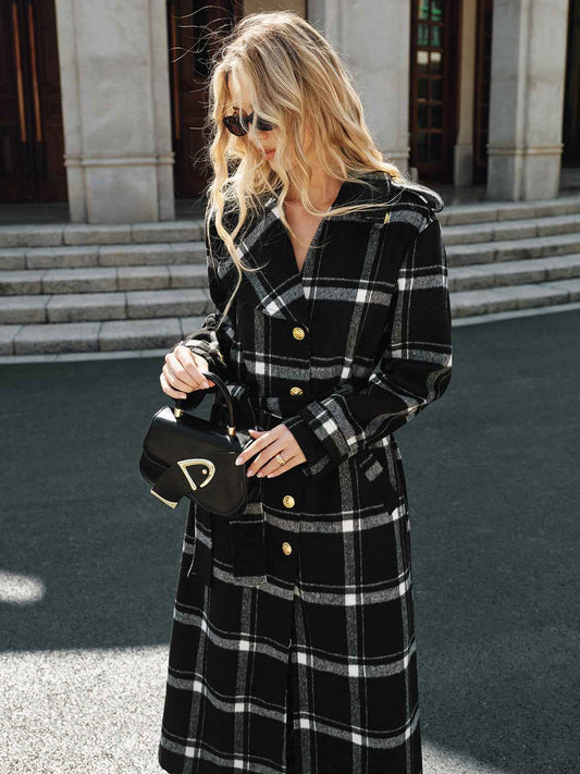 Classic Long Trench Coat | Warm Wool Blend with Belted Design for Women 0