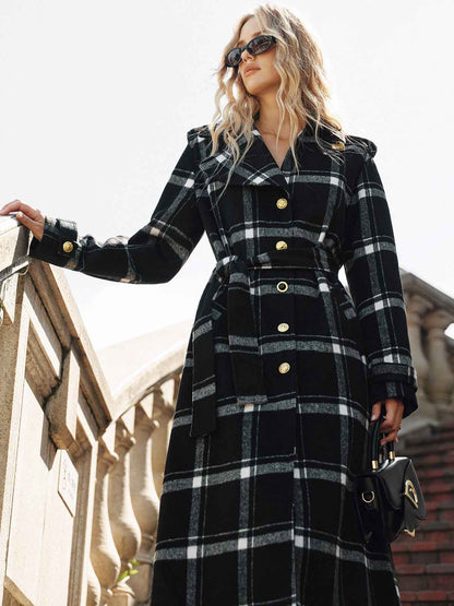Classic Long Trench Coat | Warm Wool Blend with Belted Design for Women 1