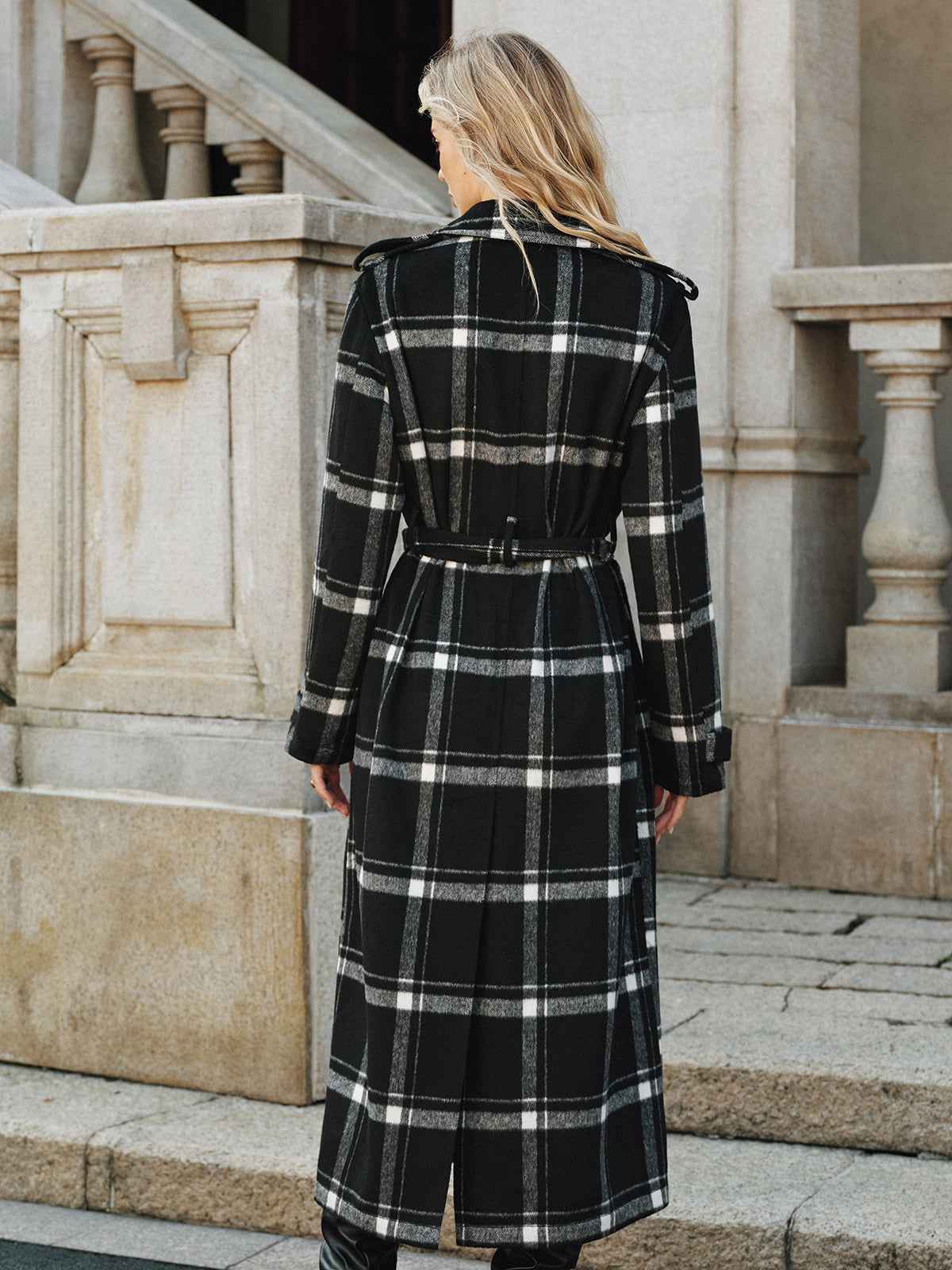 Classic Long Trench Coat | Warm Wool Blend with Belted Design for Women 4