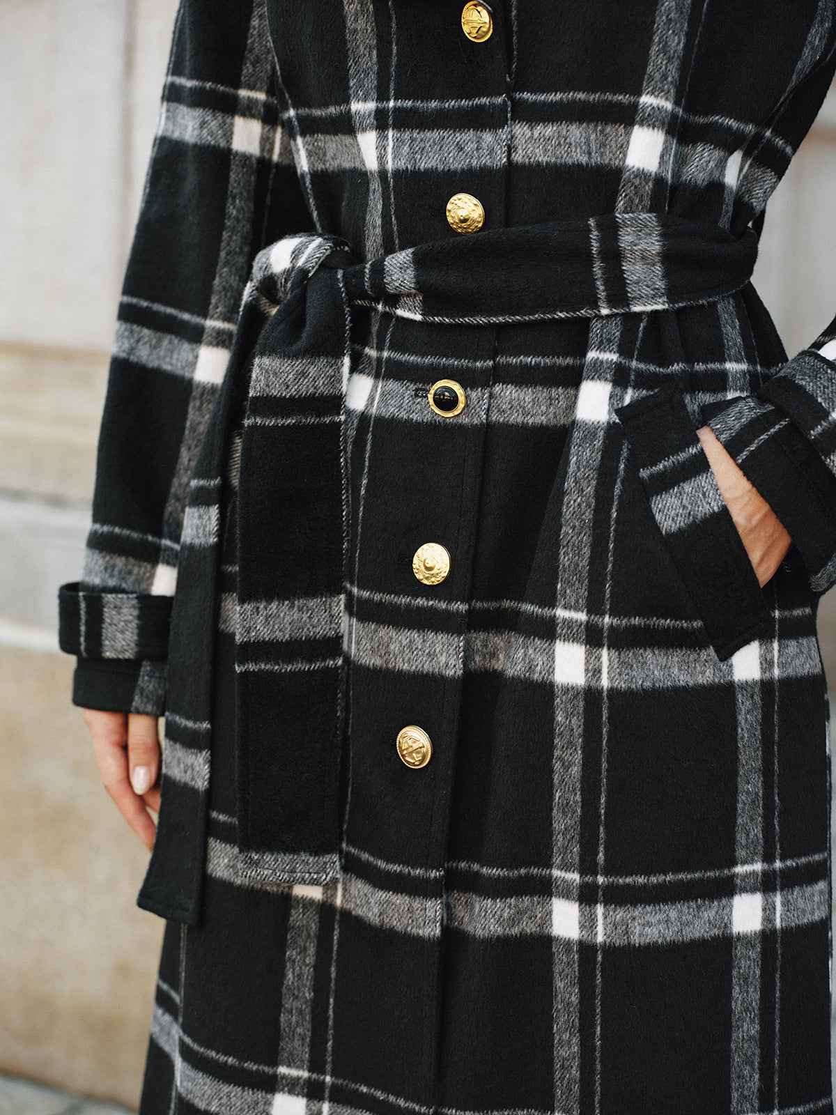 Classic Long Trench Coat | Warm Wool Blend with Belted Design for Women 5