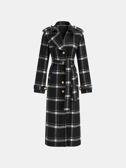 Classic Long Trench Coat | Warm Wool Blend with Belted Design for Women 7