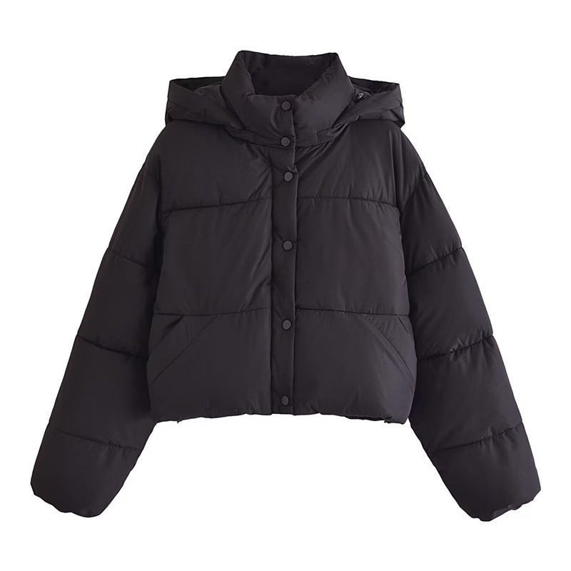 Cropped Puffer Jacket | Warm Hooded Design for Winter Style 0
