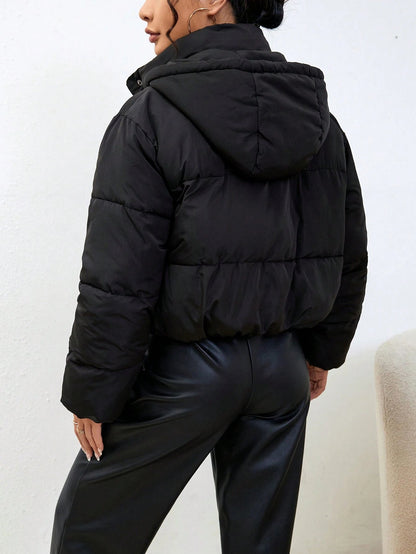 Cropped Puffer Jacket | Warm Hooded Design for Winter Style 2