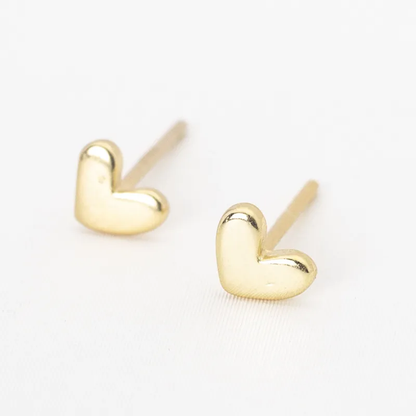 Dainty Heart Stud Earrings | S925 Silver with 18k Gold Finish, Hypoallergenic 0