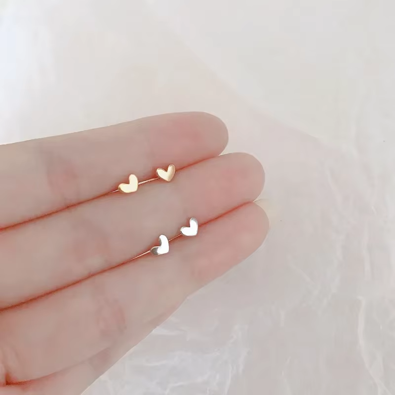 Dainty Heart Stud Earrings | S925 Silver with 18k Gold Finish, Hypoallergenic 1
