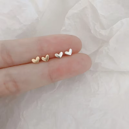 Dainty Heart Stud Earrings | S925 Silver with 18k Gold Finish, Hypoallergenic 4