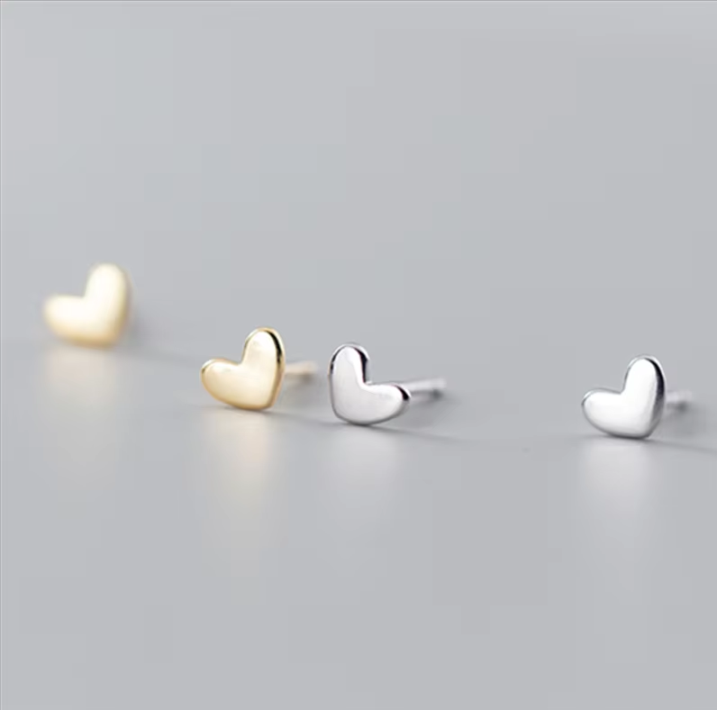 Dainty Heart Stud Earrings | S925 Silver with 18k Gold Finish, Hypoallergenic 5