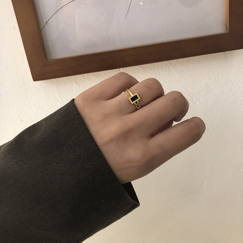 Dainty Onyx Ring | Hypoallergenic 18K Stainless Steel, Tarnish Resistant 3