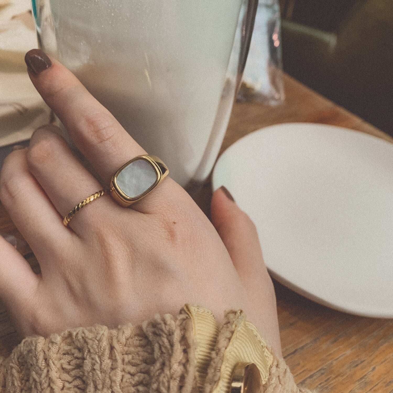 Dainty Opal Ring | 18K Stainless Steel, Tarnish Resistant 4