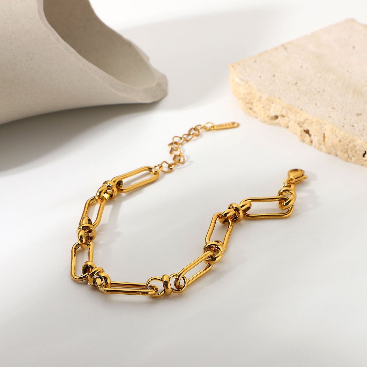 Dainty Paperclip Chain Bracelet | Waterproof 18k Gold with Hypoallergenic Design 4