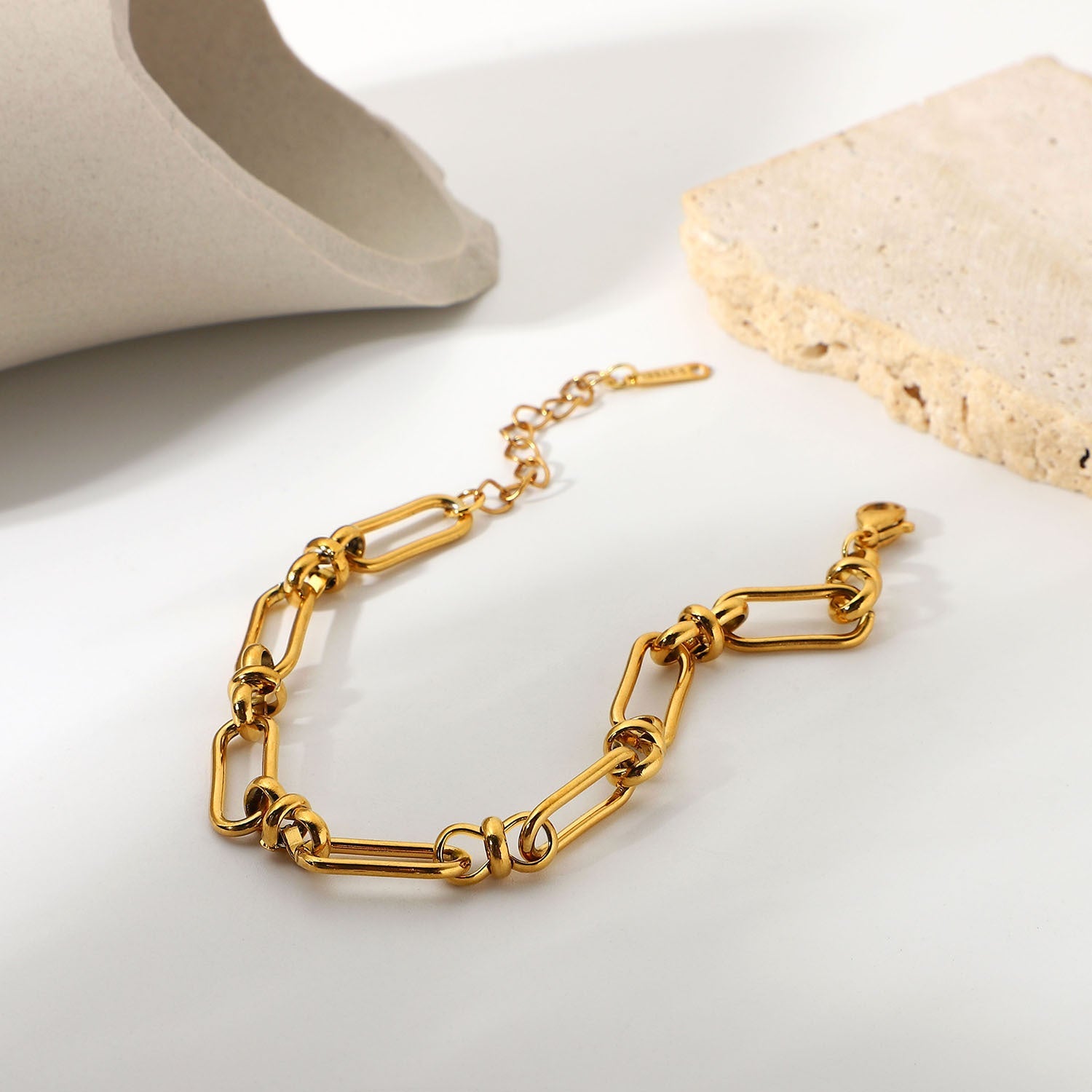 Dainty Paperclip Chain Bracelet | Waterproof 18k Gold with Hypoallergenic Design 4