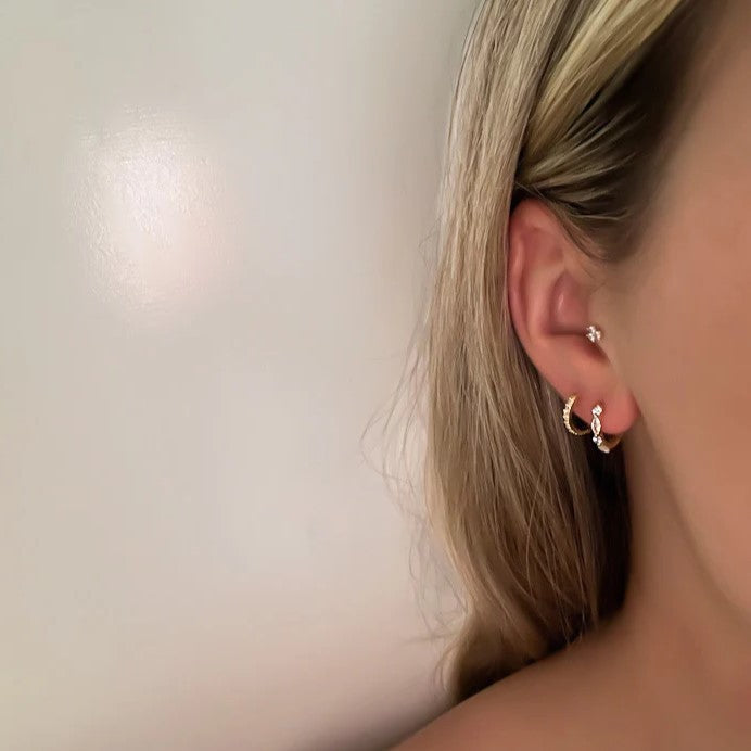 Diamond Hoop Earrings | Water-Resistant S925 Sterling Silver Design 1