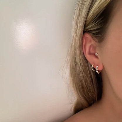Diamond Hoop Earrings | Water-Resistant S925 Sterling Silver Design 1