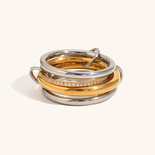 Diamond Ring Stack | Modern Stainless Steel with Hypoallergenic Design 0