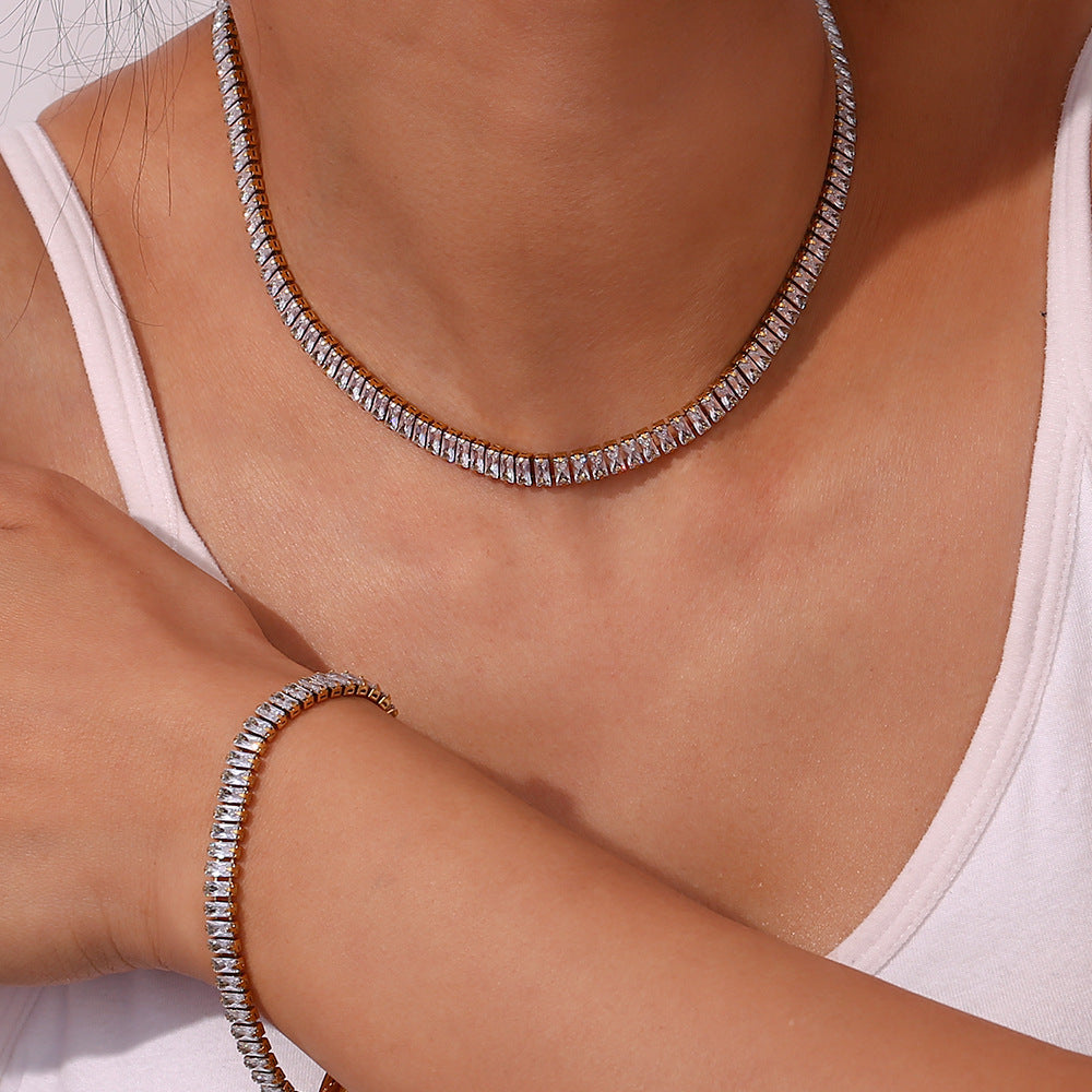 Diamond Simulant Necklace | 18K Gold Plated with Hypoallergenic Design 1