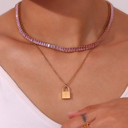 Diamond Simulant Necklace | 18K Gold Plated with Hypoallergenic Design 2