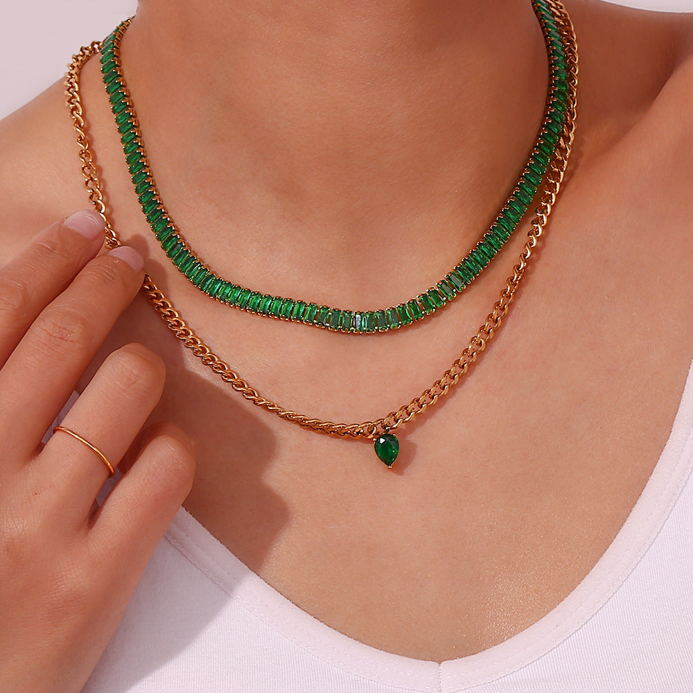 Diamond Simulant Necklace | 18K Gold Plated with Hypoallergenic Design 3