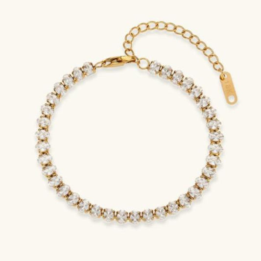 Diamond Tennis Bracelet | 18K Gold Plated with Hypoallergenic Design 0