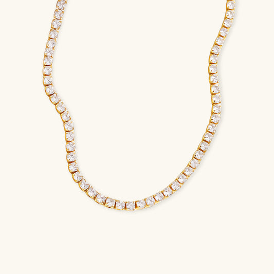 Diamond Tennis Necklace | 18K Gold Plated with Hypoallergenic Design 0