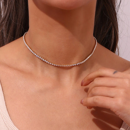 Diamond Tennis Necklace | 18K Gold Plated with Hypoallergenic Design 1
