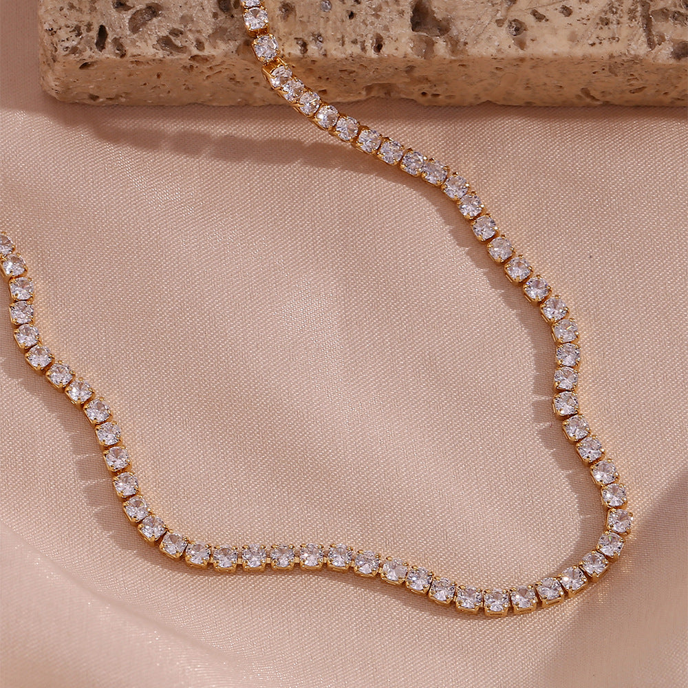 Diamond Tennis Necklace | 18K Gold Plated with Hypoallergenic Design 2