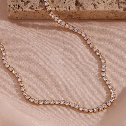Diamond Tennis Necklace | 18K Gold Plated with Hypoallergenic Design 2