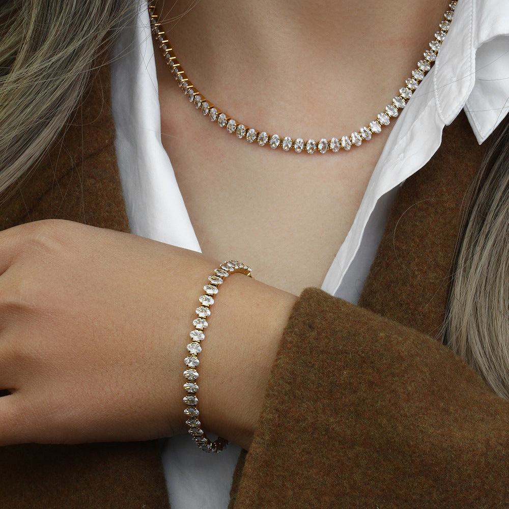 Diamond Tennis Necklace | 18K Gold Plated with Hypoallergenic Design 3