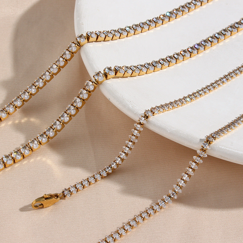 Diamond Tennis Necklace | 18K Gold Plated with Hypoallergenic Design 4