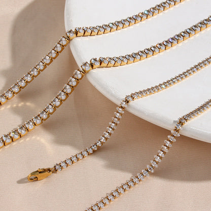 Diamond Tennis Necklace | 18K Gold Plated with Hypoallergenic Design 4