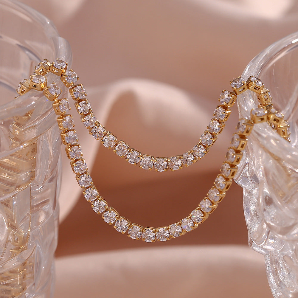 Diamond Tennis Necklace | 18K Gold Plated with Hypoallergenic Design 4