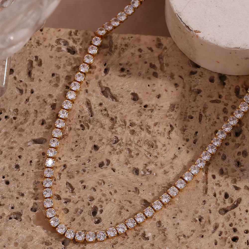Diamond Tennis Necklace | 18K Gold Plated with Hypoallergenic Design 5