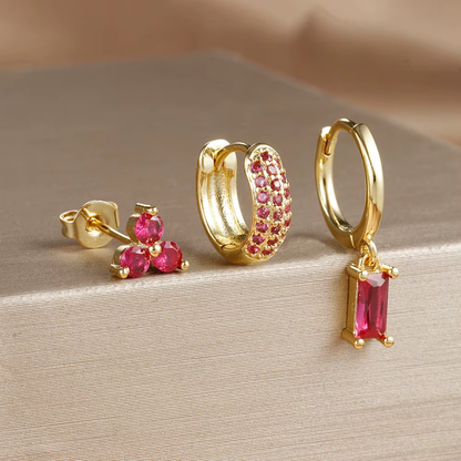 Earring Set | 3 Pairs of Dainty 18K Gold Brass Vermeil Earrings 3
