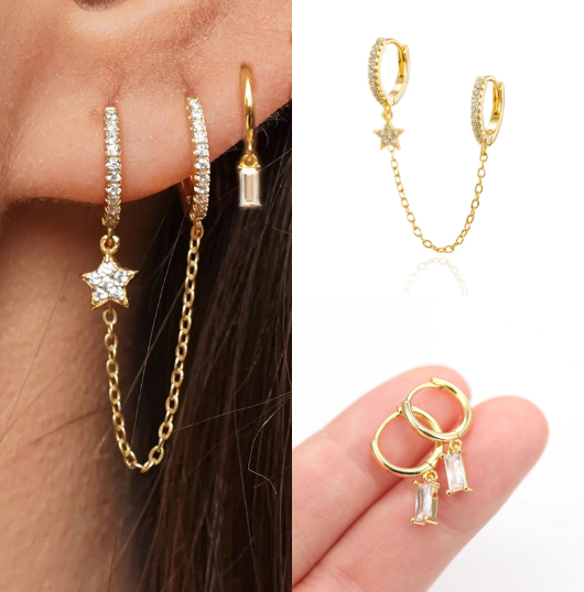 Earring Set | Dainty Surgical Stainless Steel Hoops and Chains for Versatile Styling 0