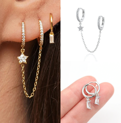 Earring Set | Dainty Surgical Stainless Steel Hoops and Chains for Versatile Styling 6